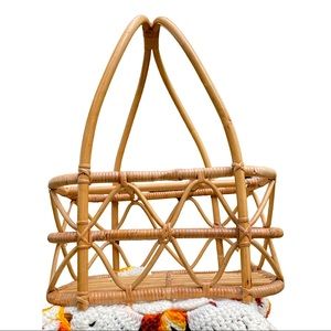 Vintage BOHO Home Bamboo Rattan Wine Bottle Display | Indoor plant display caddy